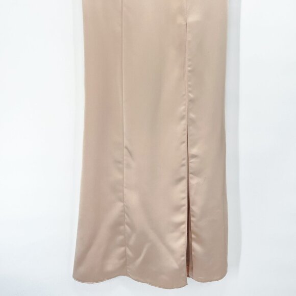 NEW After Six Lux Charmeuse Draped Cowl Back Princess Charmeuse Gown Maxi Dress - Picture 8 of 11